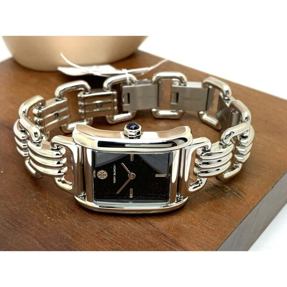 Tory Burch Womens Watch TBW1072 Eleanor Quartz Black Dial Silver Steel Tank 25mm main image 10